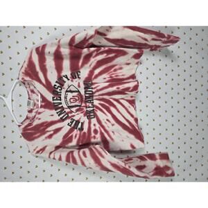 Victorias Secret PINK OU Oklahoma Tye Dye Cropped Long Sleeve Tee Shirt XS